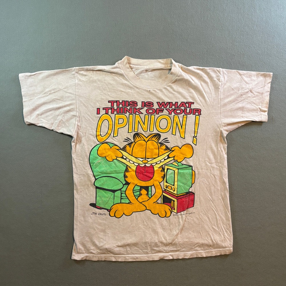 VTG Garfield This Is What I Think Of Your Opinion T Shirt Mens M 80s 90s